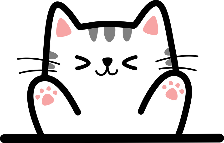 happy cat greeting flat cartoon doodle element